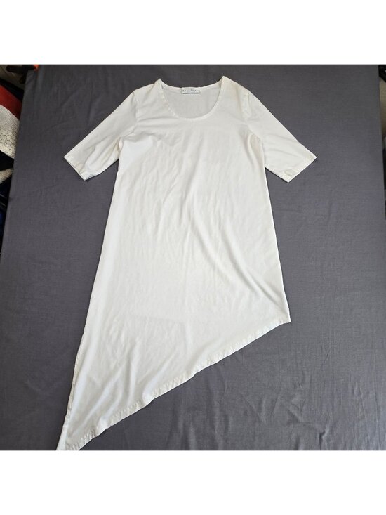 bryn Walker Dresses & Skirts - Bryn Walker Small Asymmetric Hem Dress White Bamboo Organic Cotton Blend USA